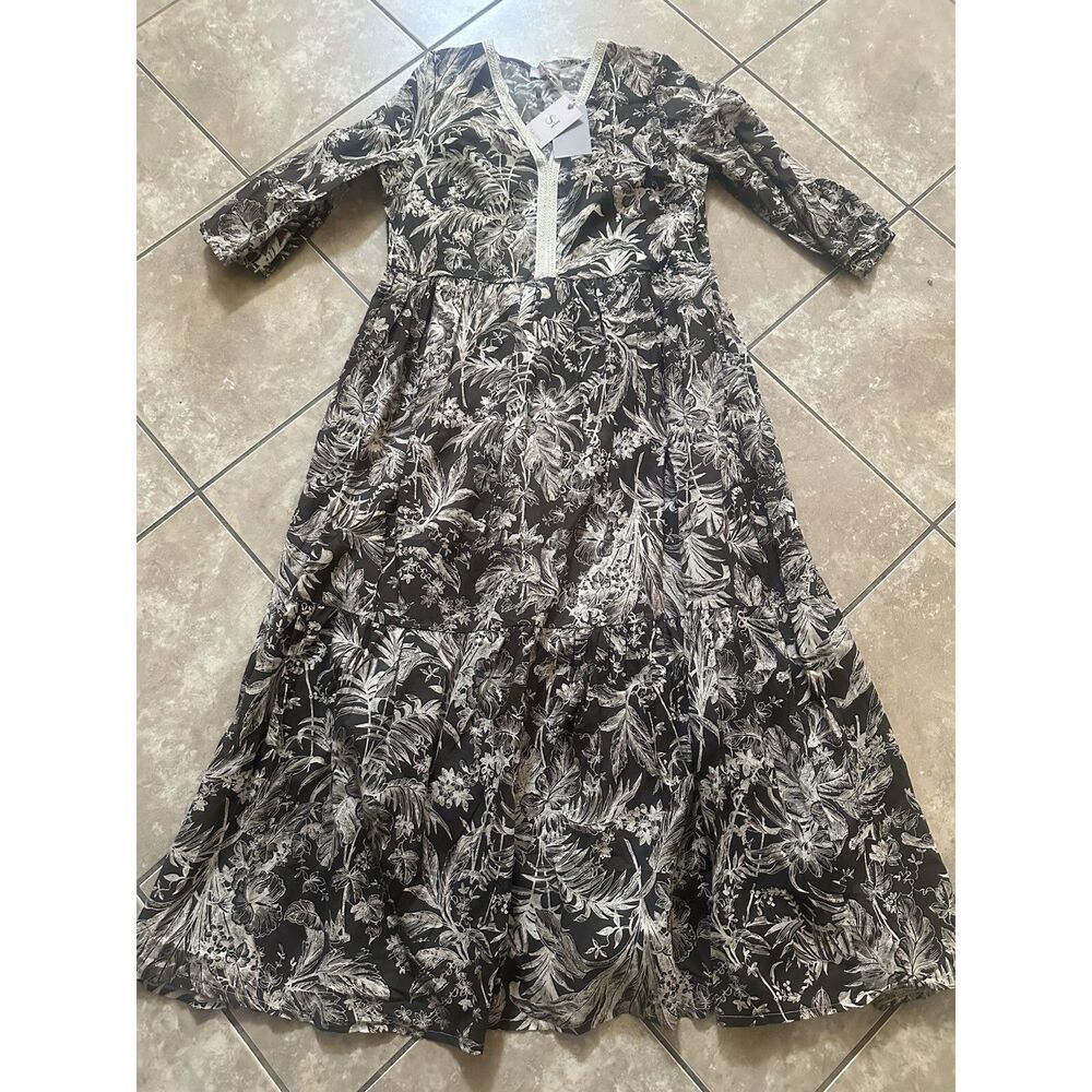 NWT Saiph M Maxi Printed Cotton Dress Made In Italy